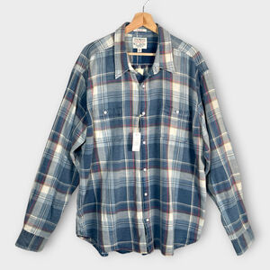 LUCKY BRAND Button Up Shirt Mens 2XL Classic Fit Light Flannel Casual Indigo NEW